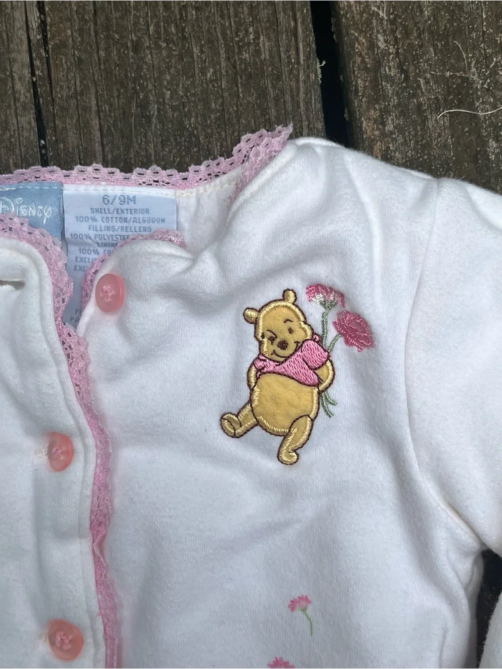 Disney Baby White & Pink Winnie the Pooh Embroidered Jacket/Coat